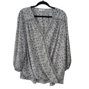 Max Studio Size 3XL Asymmetrical V-Neck Floral High Low‎ Hem Blouse Boho